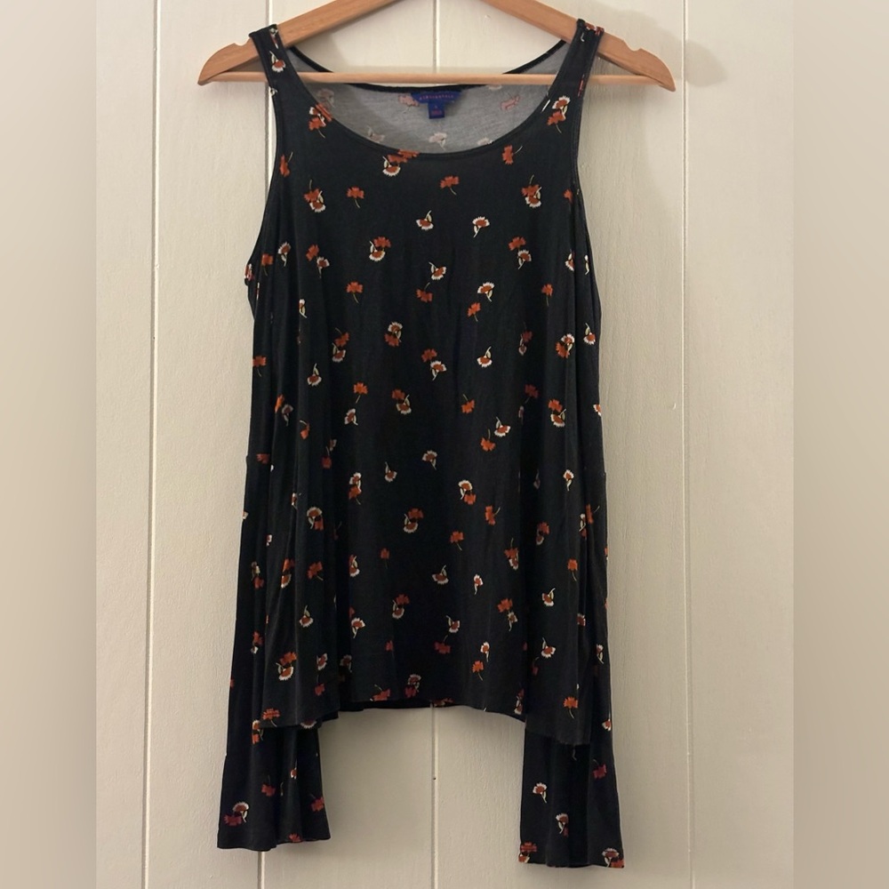 Black floral long sleeved off the shoulder Aeropostale top (S)